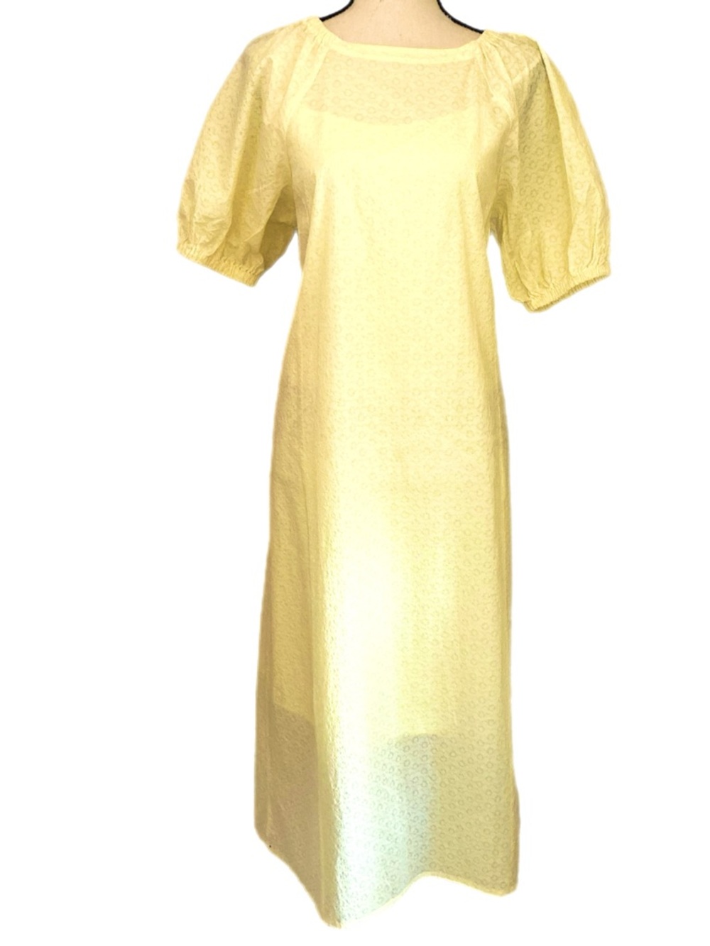 Harper Lu x Uniqlo Yellow Eyelet Women’s Sundress M Sundress Tie back Midi